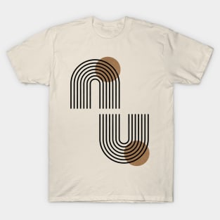 Arches and gold sun minimal black line art on parchment T-Shirt